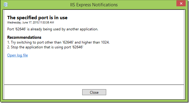 Port is in use error image